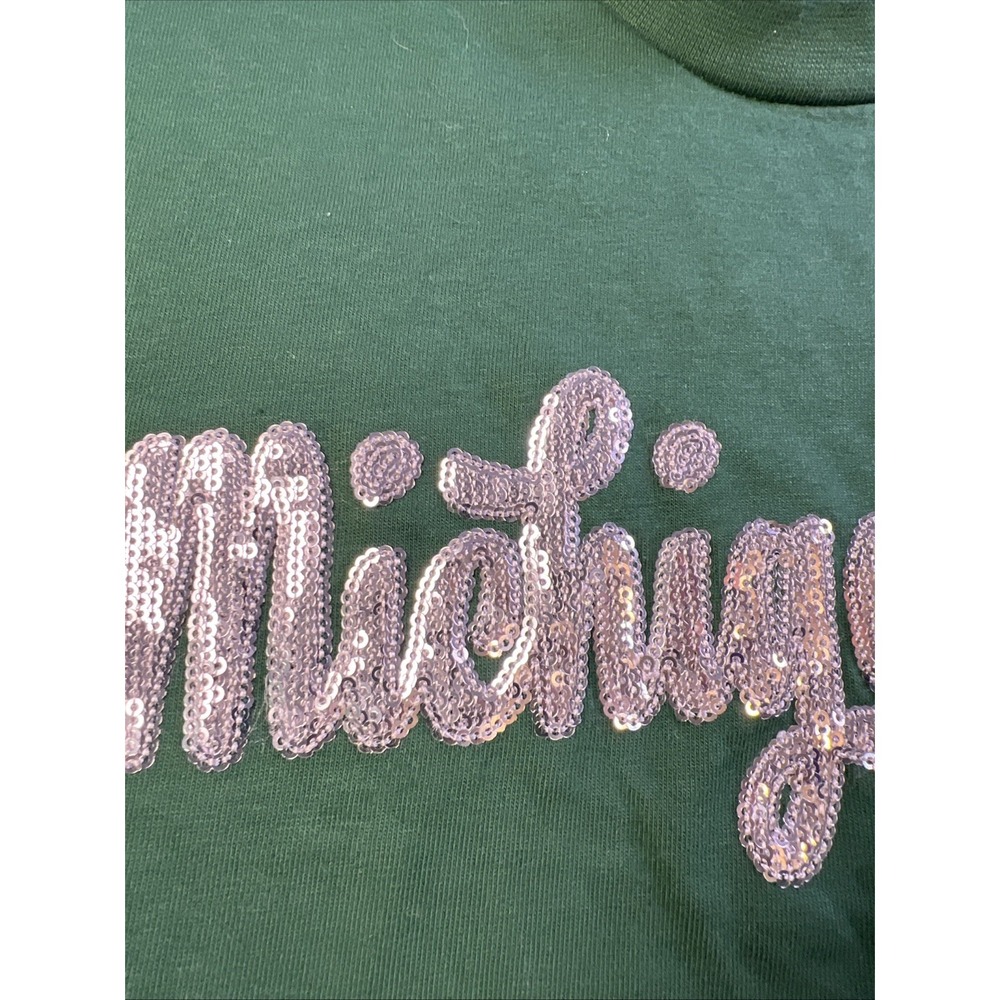 PressBox Michigan State T Shirt Women's L Green Embroidered Short Sleeve Summer - Picture 3 of 10